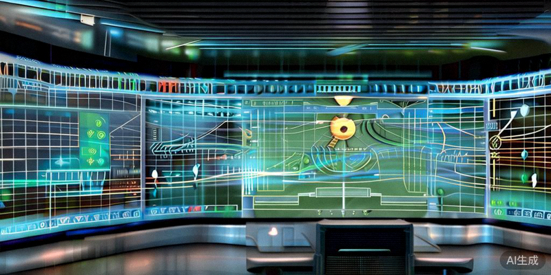 体育直播技术概念图 - 显示数据流、足球轨迹与网络节点连接